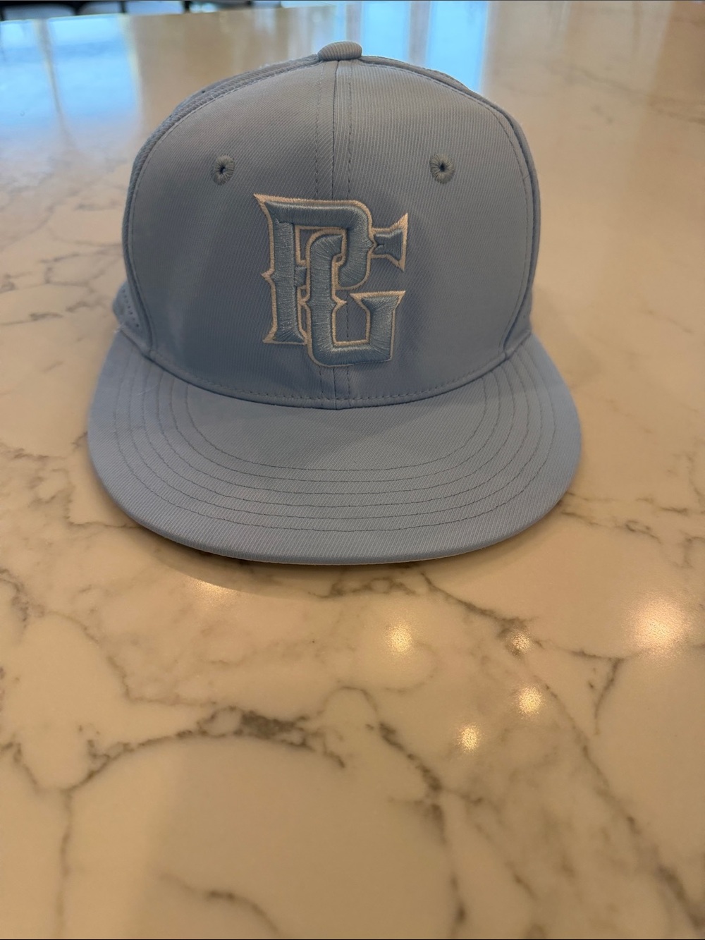 Perfect Game / PG flat brim baby blue fitted hat - size xs/ small